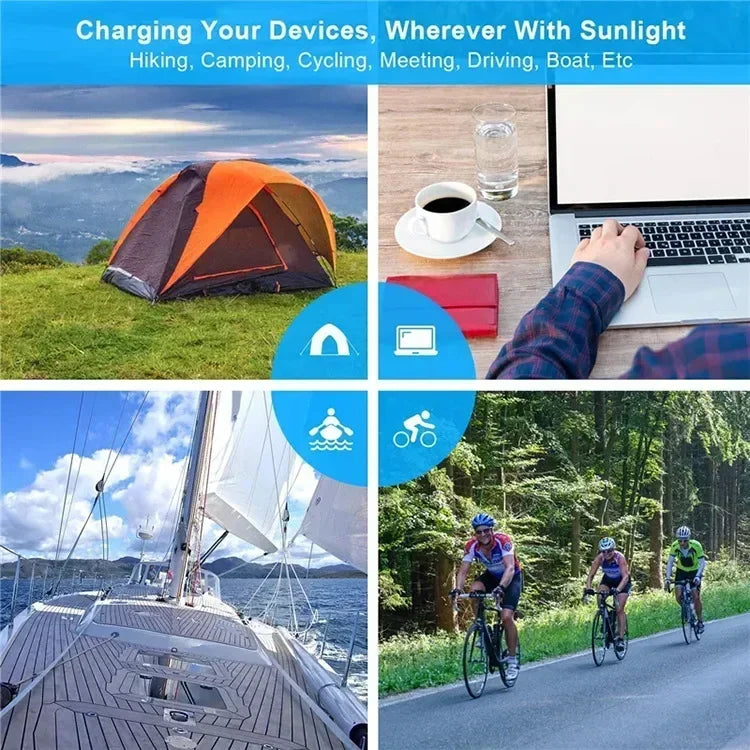 1000W Foldable Solar Panel USB Type C Mobile Phone Charging Outdoor PC Hiking Camping Portable Battery Bank Charging Christmas