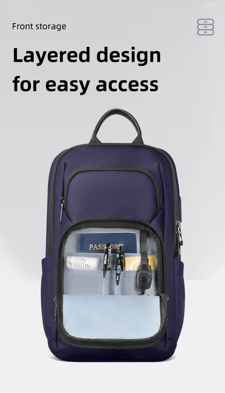 HK Fashion Chest Bags for Men 7.9 inch Crossbody Bag Waterproof Shoulder Bag with USB Charging Short Trip For Male Travel Packs