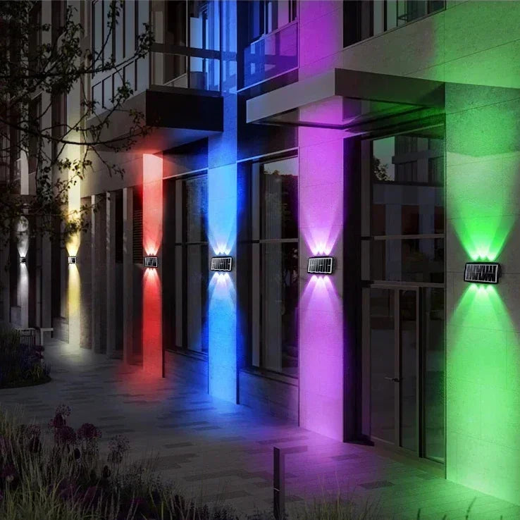 Solar Wall Washer Light Up and Down Lighting Outdoor Solar Fence Lights Waterproof Wall Lamp for Yard Garage Walkway Porch Decor