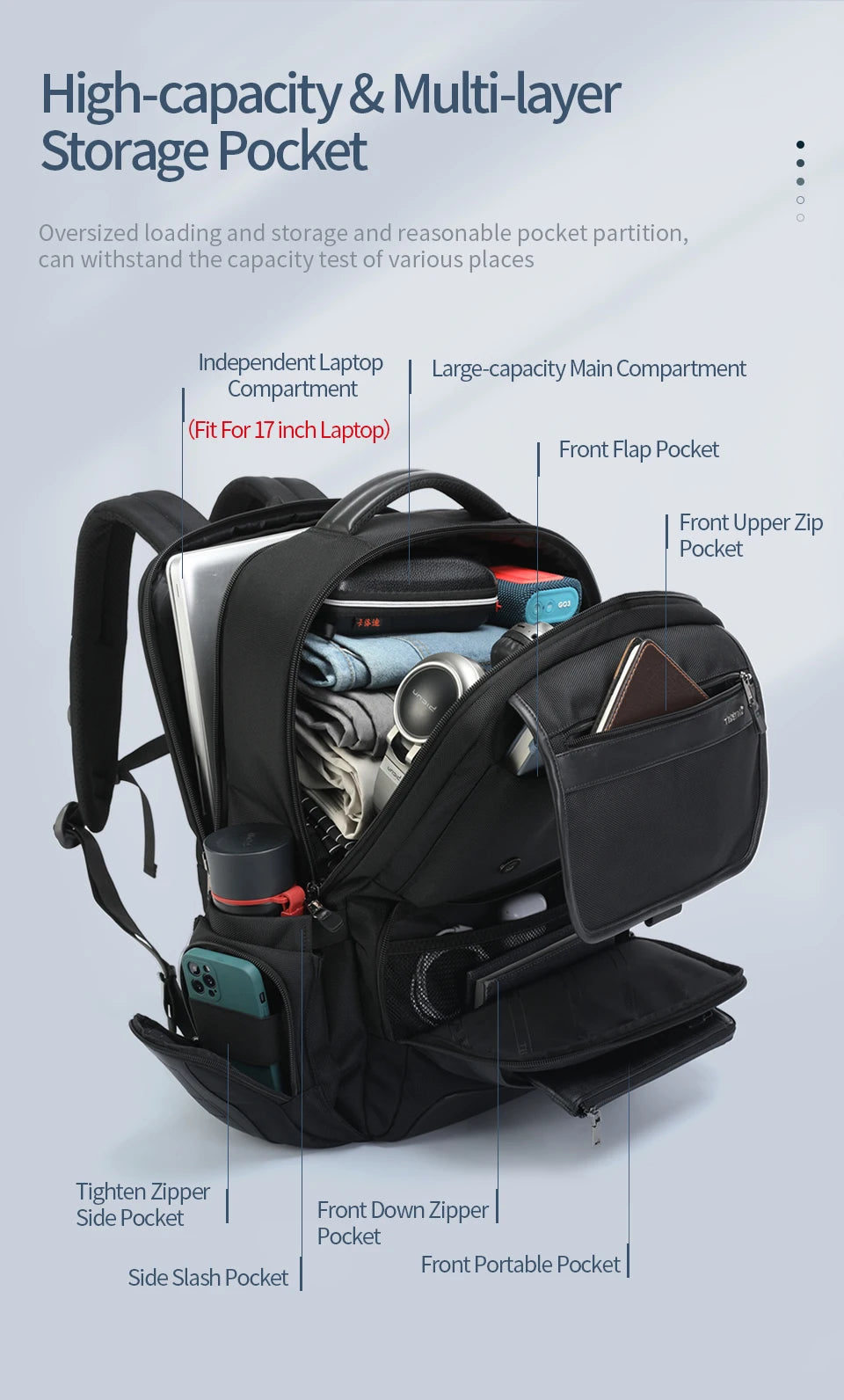 Tigernu Men Backpacks 14-15.6-17inch Laptop Backpack For Men Travel Backpacks Bags For College Business Male Backpacks Knapsack