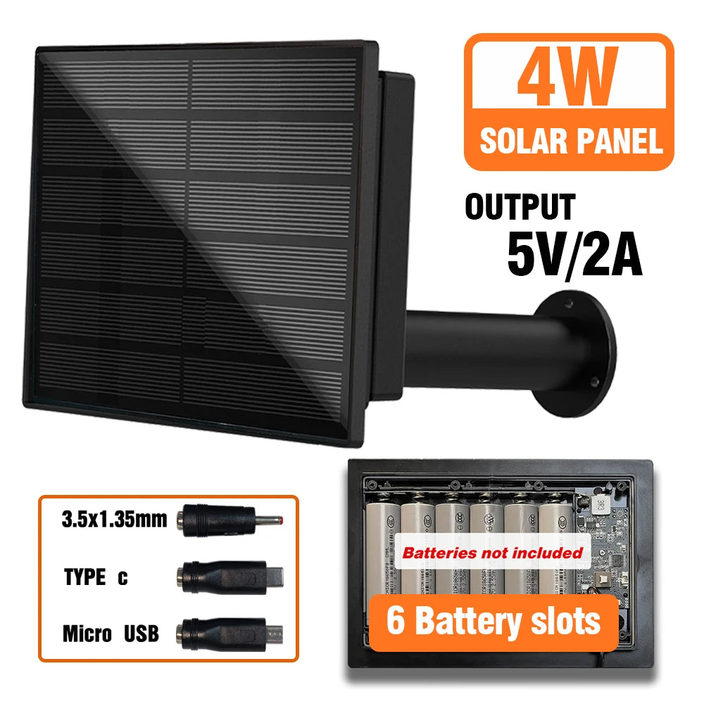 4W Solar Panel Waterproof Micro USB/TypeC Output 5V Solar Cells Charge Install 18650 Battery Outdoor For Leds or Remote Sensors