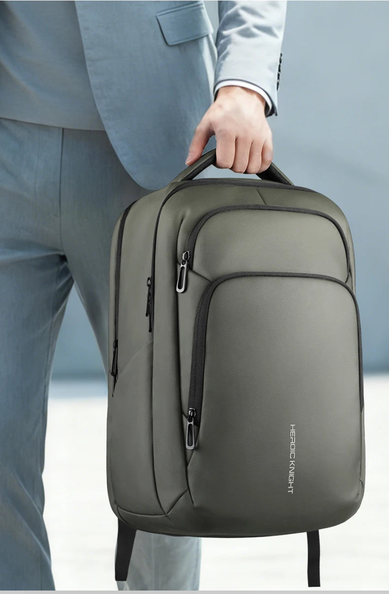 HK Casual Business Backpack for Men Travel Daypack Waterproof 17.3 Inch Laptop Bag for Work Office College Bag with USB Charging