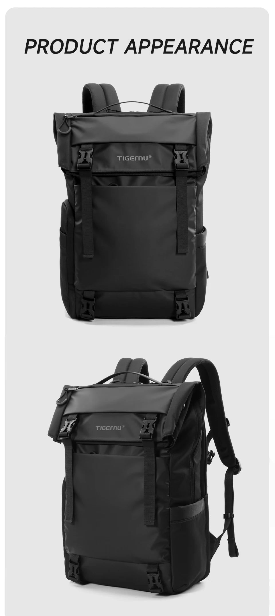 Tigernu Fashion School Backpacks Men TPU Waterproof Backpack Bags Commuting Business Backpacks Male Schoolbag Travel Cabin Bags