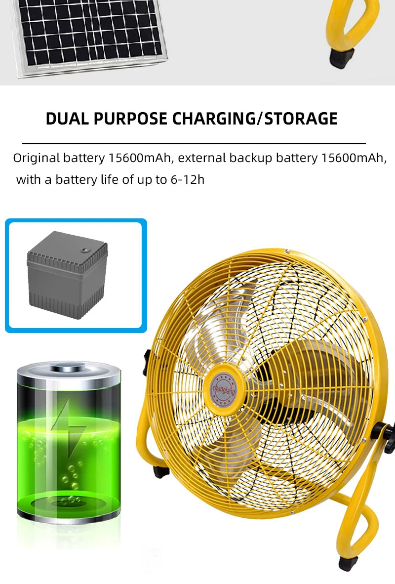 Solar charging fan outdoor fishing camping desktop floor fan mobile portable industrial commercial powerful fan