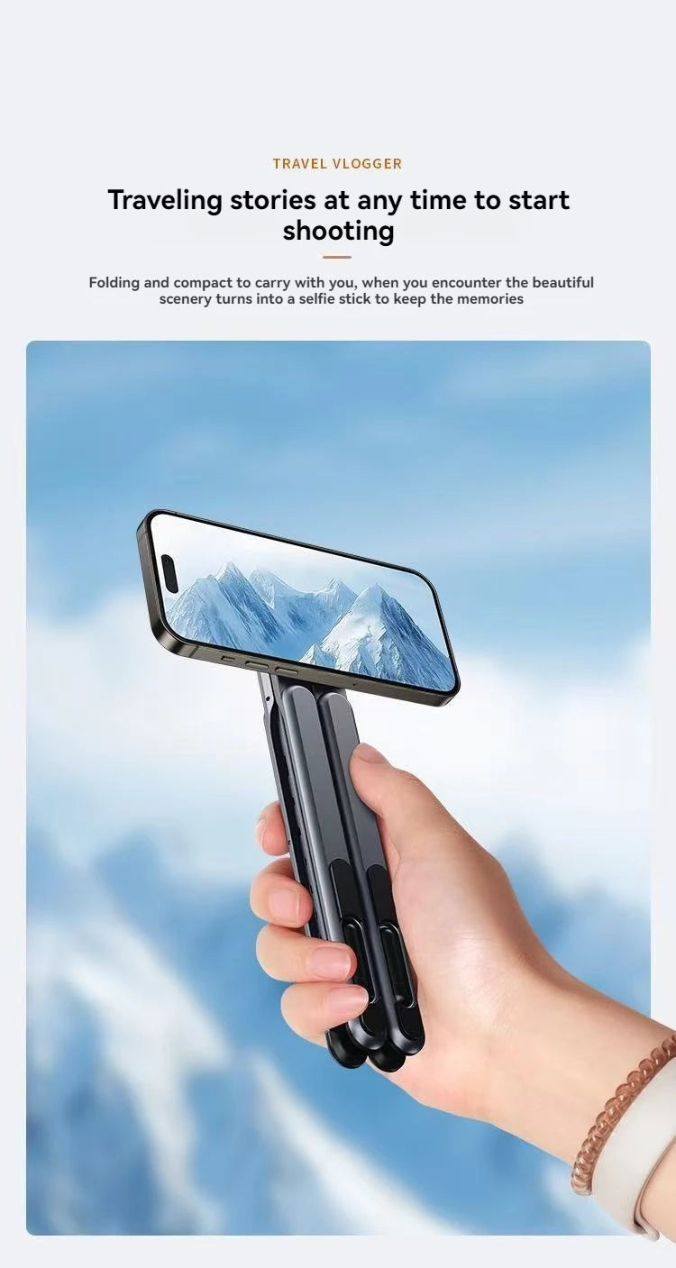 Multifunctional Magnetic Phone Holder Handheld Selfle Stick Foldable Tripod Portable Desk Stand for iPhone ipad Tablet Laptop