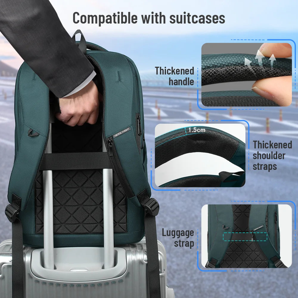HK-Laptop Backpack Waterproof Embossed Oxford Fabric Large Capacity USB-Equipped Backpack for Commuting School and Business
