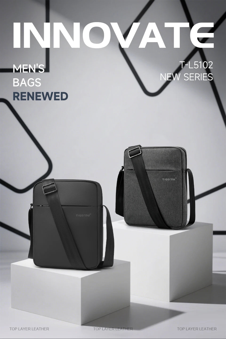 Tigernu Men Messenger Bags Waterproof Shoulder Bags For Men 9.7 11inch IPad Bag Male Business Bags Crossbody Bag Slingbag Mini