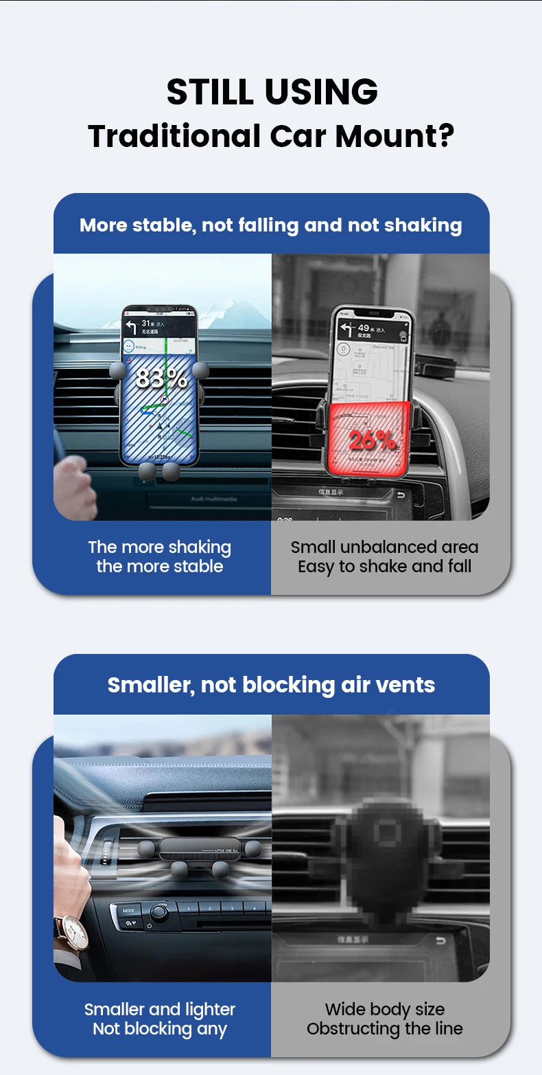 Gravity Car Phone Holder Air Vent Mount Cell Phone Holder in Car Mobile Support For iPhone 13 12 Xiaomi Universal GPS Stand