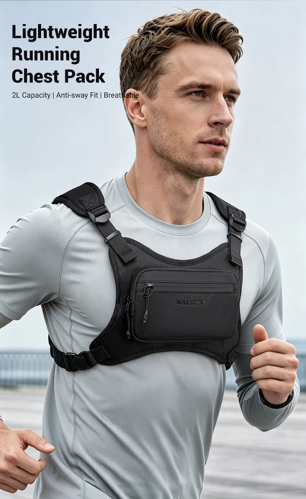 HK Chest Pack X-PAC Material Waterproof Lightweight Men's Backpack The Chest Pack is Ideal for Hiking Running Outdoor Activities