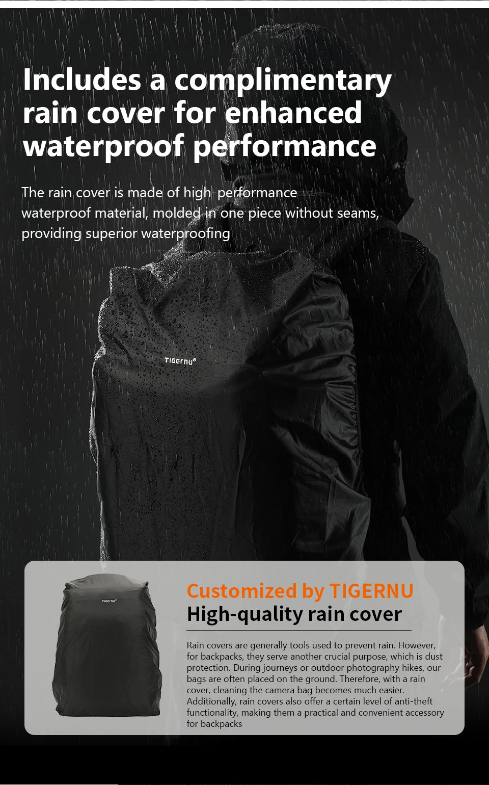 Tigernu Backpacks Men Camera Backpack 14 15.6inch Laptop Backpacks Drone Package Waterproof Cover Travel Backpack Bags Knapsack