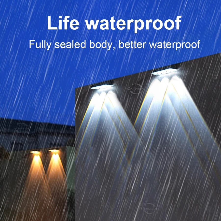 Solar Fence Lights Pathway Step Lights Outdoor Wall Lights Waterproof Decor Lamp for Garden Porch RGB and Warm White LED Solar