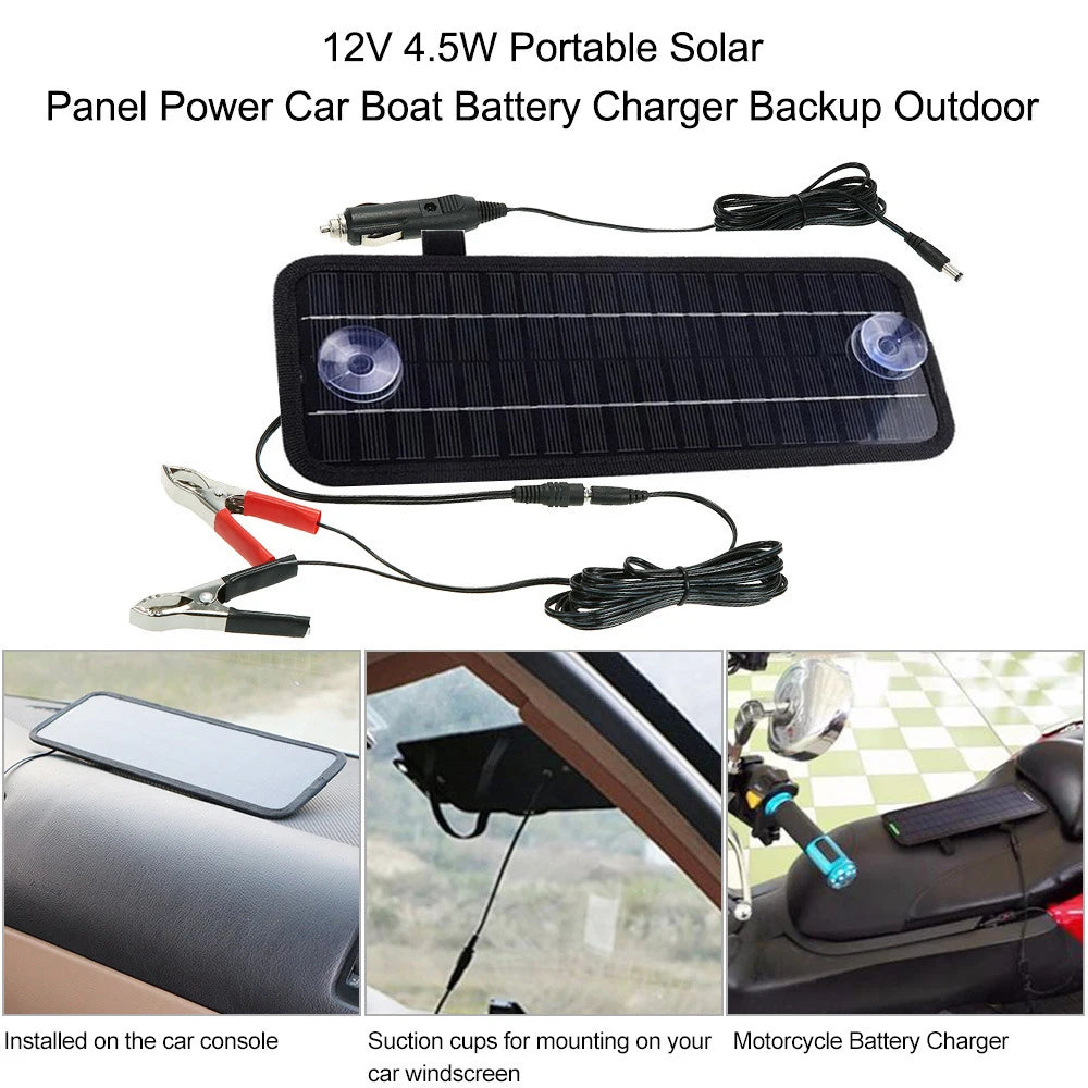 Solar Panels Charger Car Motorcycle Kick Scooter 18V 12V 20W Portable Solar Panel Car Charger Battery Efficient Maintenance