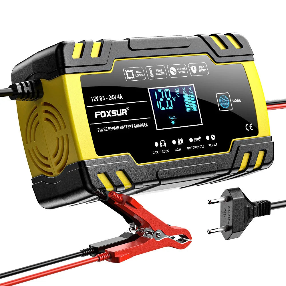 12V 24V Motorcycle Car Truck Battery Charger Repair Tool AGM Charger for Vehicle Batteries