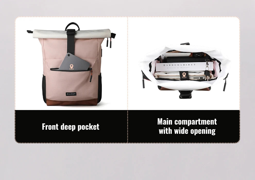 HK Multifunction Backpack for Women 15.6 inch Laptop Notebook Backpack Expandable School Bag Large Capacity Travel Daypack Pink