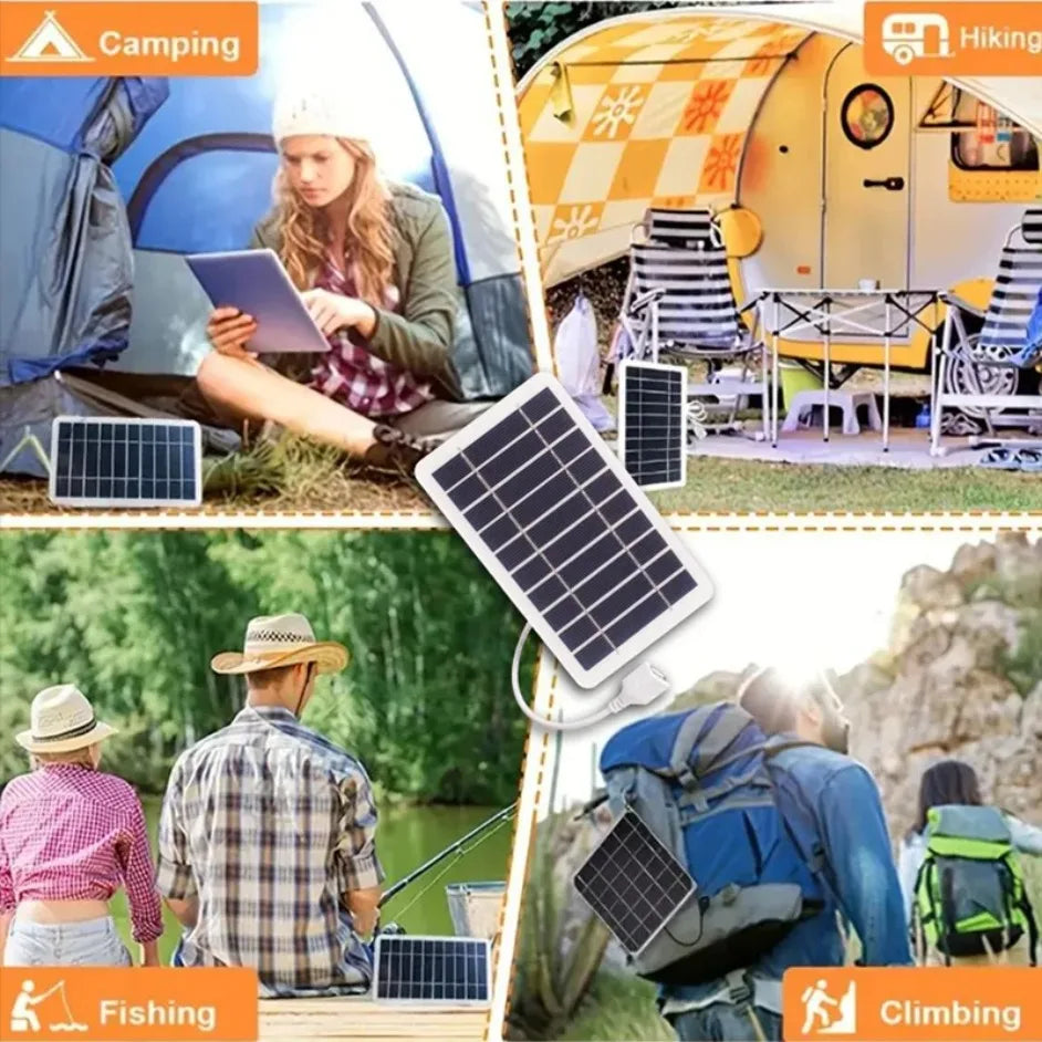 Portable USB Solar Panel Charger Safe Stable Charger Compatible with Phones  Fans  Flashlights for Outdoor Travel Camping