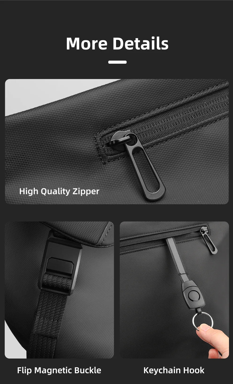 HK Minimalist Crossbody Bag for Men Waterproof Shoulder Messenger Bag Lightweight Sling Pack Casual Travel Chest Bag Shool Bag