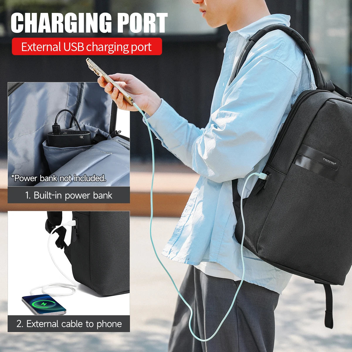 Tigernu Clearance Bags Men Backpack Anti-theft USB Charging 15.6 Laptop Bag Mochilas Feminine Male Bagpack Notebook Schoolbag