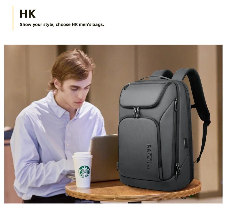HK Travel Business Backpack for Men Large Capacity 17 Inch Laptop Backpack Multifunctional Anti-Theft Backpack Weekender Daypack
