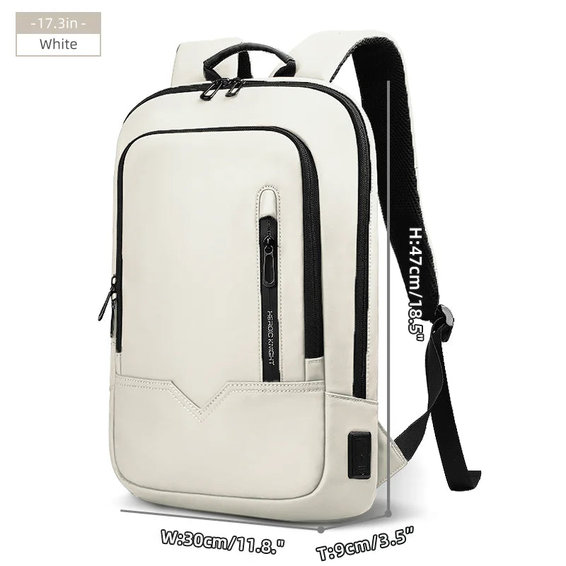 HK Slim Business Backpack for Men 17.3 inch Laptop Bag with USB Port Lightweight School Bag Waterproof Travel Backpacks for Work