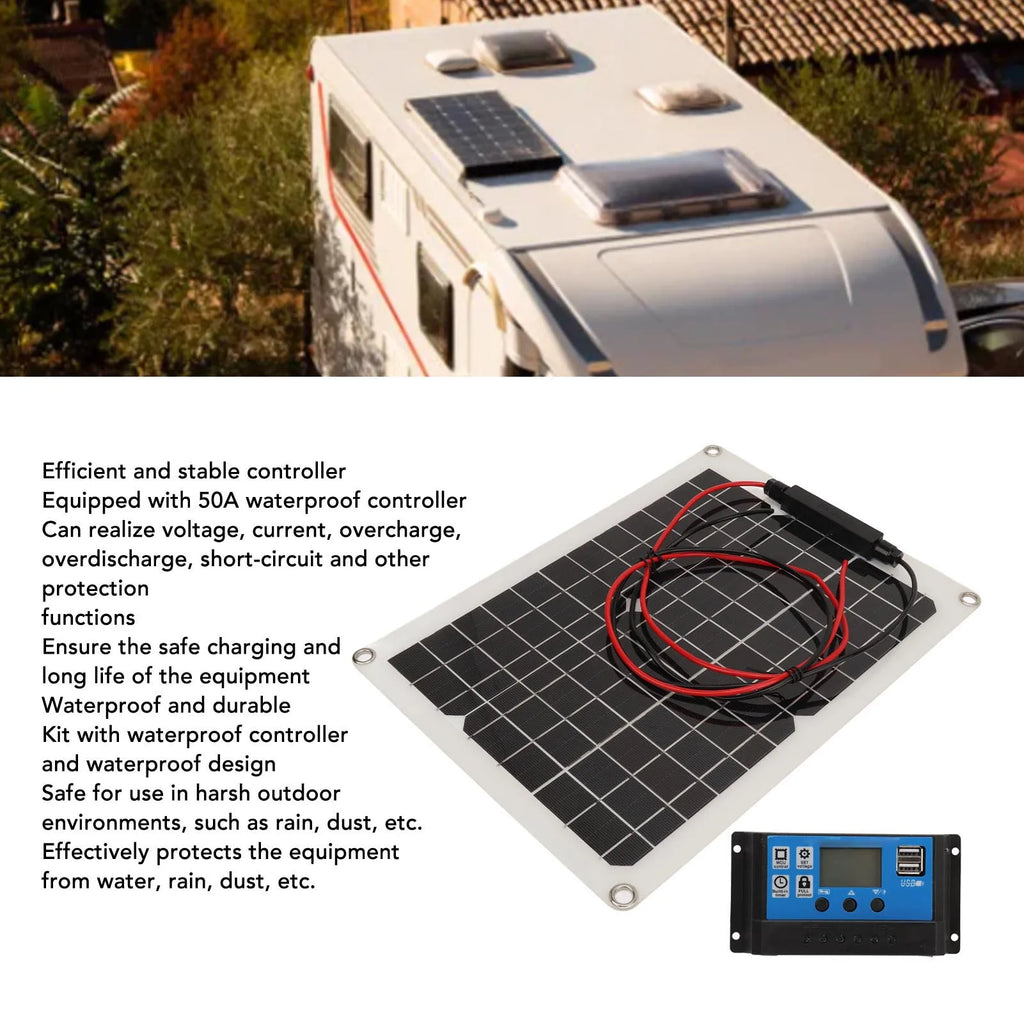 Solar Panel Kit 300W DC 12V 24V 50A IP67 Waterproof High Efficiency Solar Panel And Solar Charger Controller for RV Camper