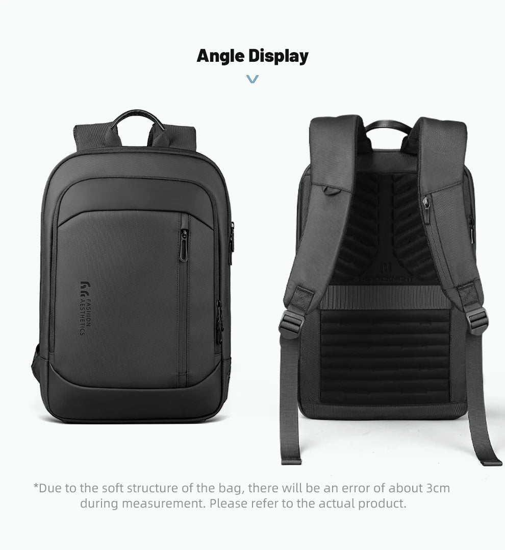 HK Lightweight Men's Business Backpack 15.6 inch Laptop Backpack with USB Port AntiTheft Waterproof Backpack Computer School Bag