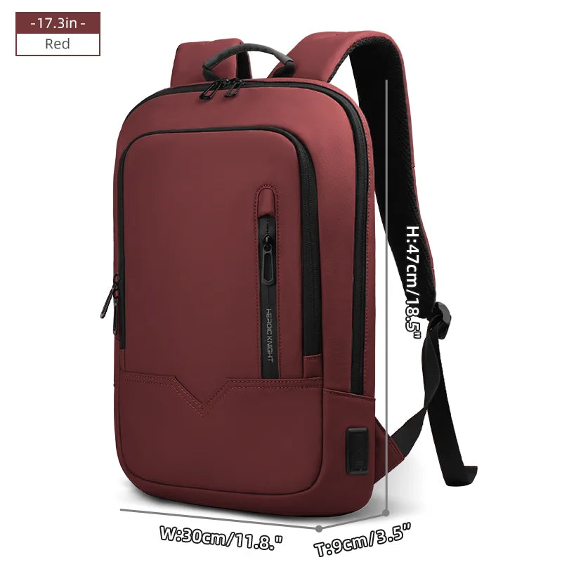 HK Slim Business Backpack for Men 17.3 inch Laptop Bag with USB Port Lightweight School Bag Waterproof Travel Backpacks for Work