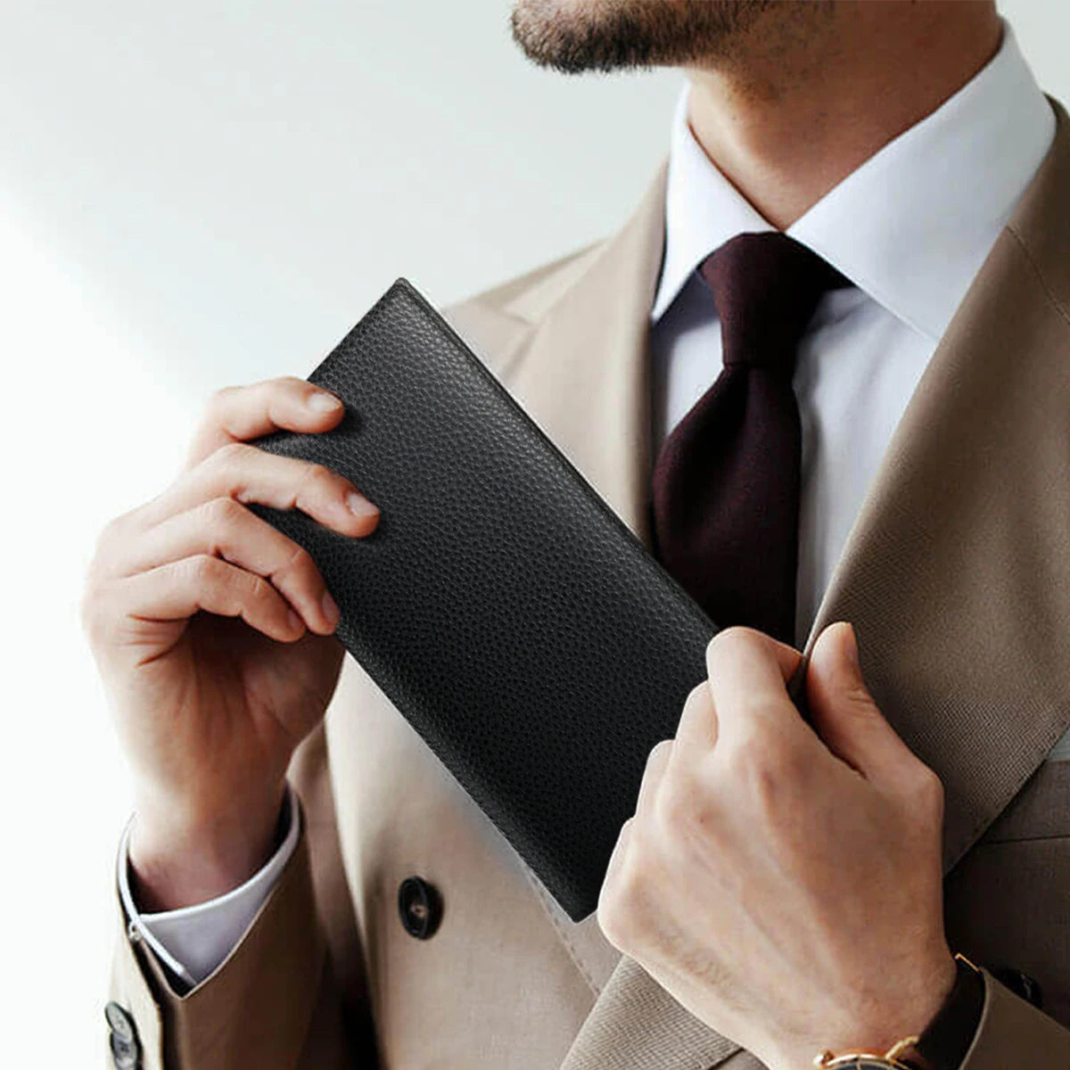 Tigernu Genuine Leather Wallet for Men Long Wallet Men's Wallet Male Slim Leather Purse Card Holder Zipper Pocket gift box