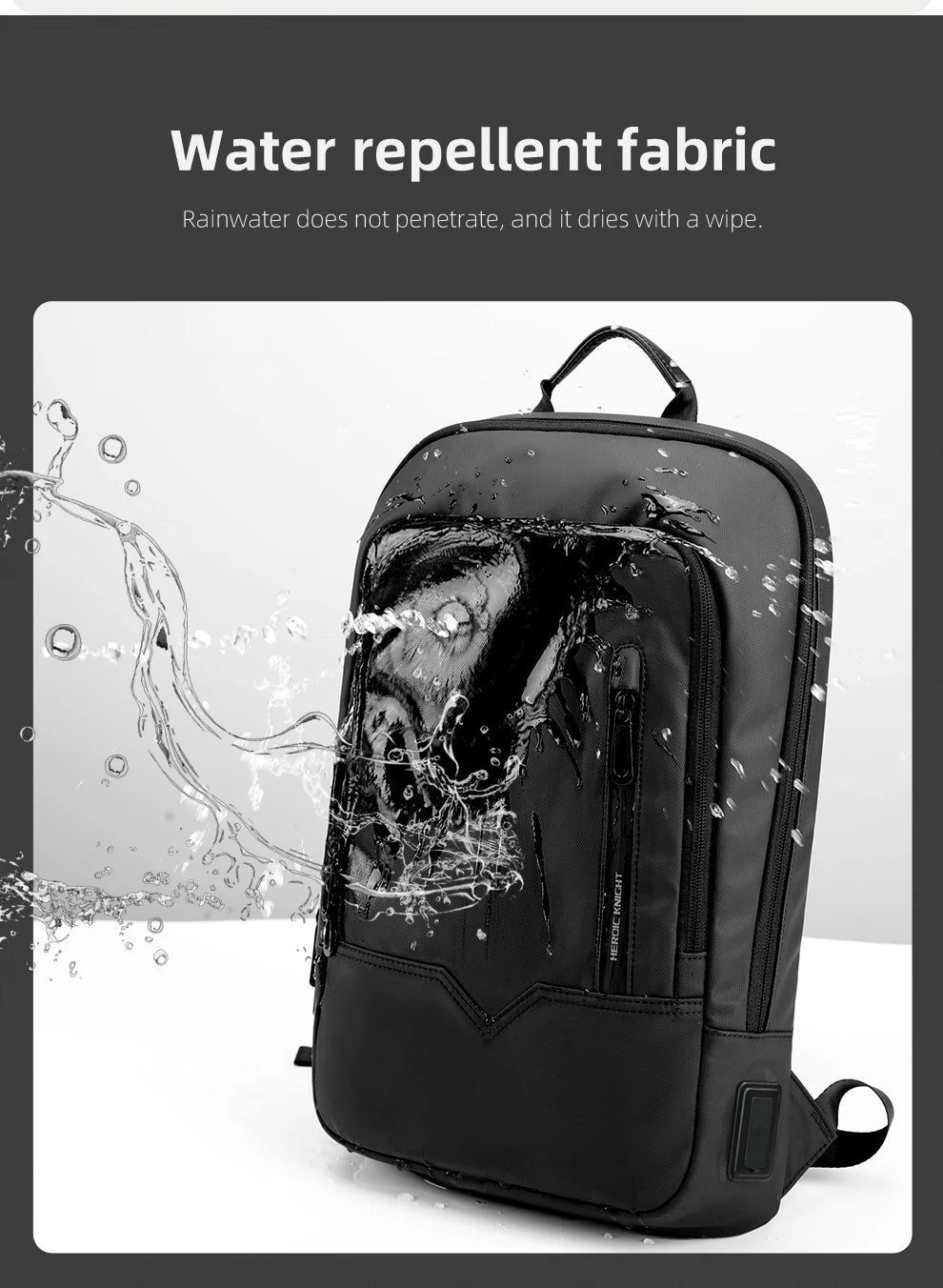 HK Slim Business Backpack for Men 17.3 inch Laptop Bag with USB Port Lightweight School Bag Waterproof Travel Backpacks for Work