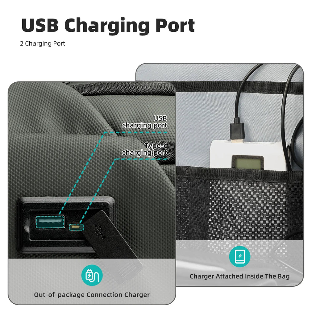 HK Casual Travel Backpack for Men 15.6 inch Laptop Backpack with USB Charging Port Waterproof Daypack Computer Bag for Business