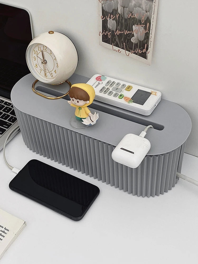 Household Socket Board Organizer Box with Lid for Home Office Desk - Multifunctional Cord Hider To Hide Wires, Cables, Sockets