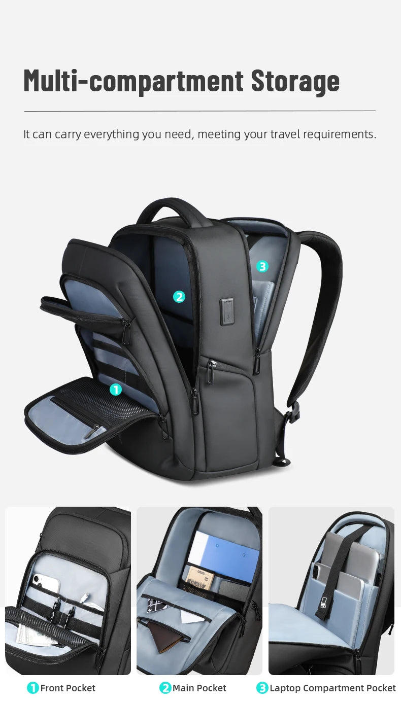 HK Multifunctional Business Backpack Men Large Capacity Travel Backpack Waterproof 17.3" Laptop Bag With USB Office Work Daypack