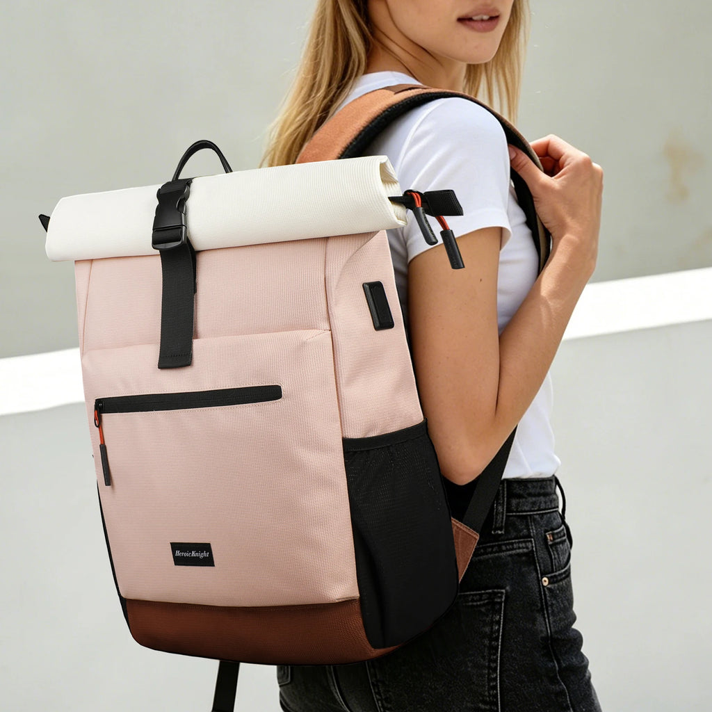 HK Multifunction Backpack for Women 15.6 inch Laptop Notebook Backpack Expandable School Bag Large Capacity Travel Daypack Pink