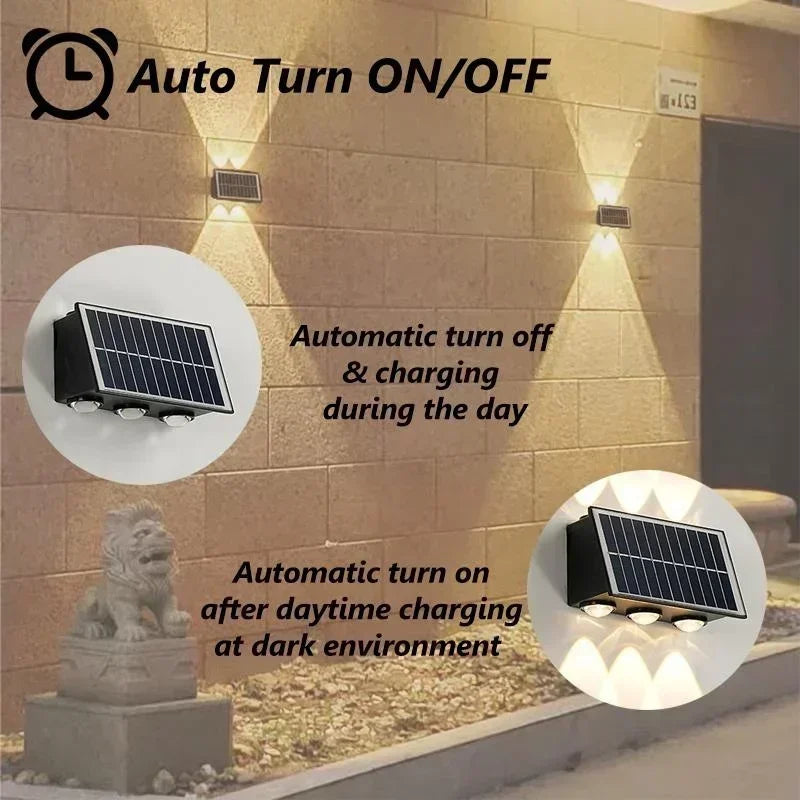 Solar Wall Washer Light Up and Down Lighting Outdoor Solar Fence Lights Waterproof Wall Lamp for Yard Garage Walkway Porch Decor