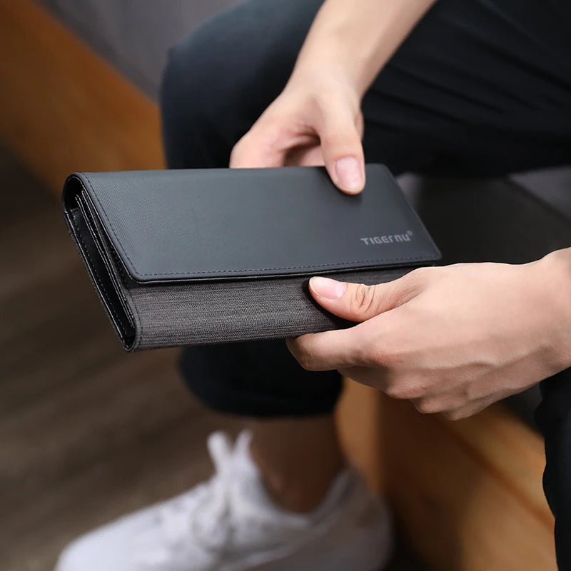 Tigernu Wallets Men Long Purses Male Handbags Coin Purse Cards Holder Oxford Billfold Wallet With Gift Box Money Clips Mens Bags