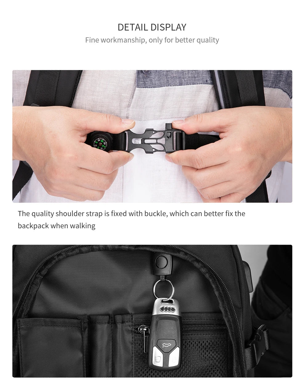 HK Casual 15.6 inch Laptop Backpack Men Large Capacity School Bags Business Travel Backpack Student Sports Backpack YKK Zippers