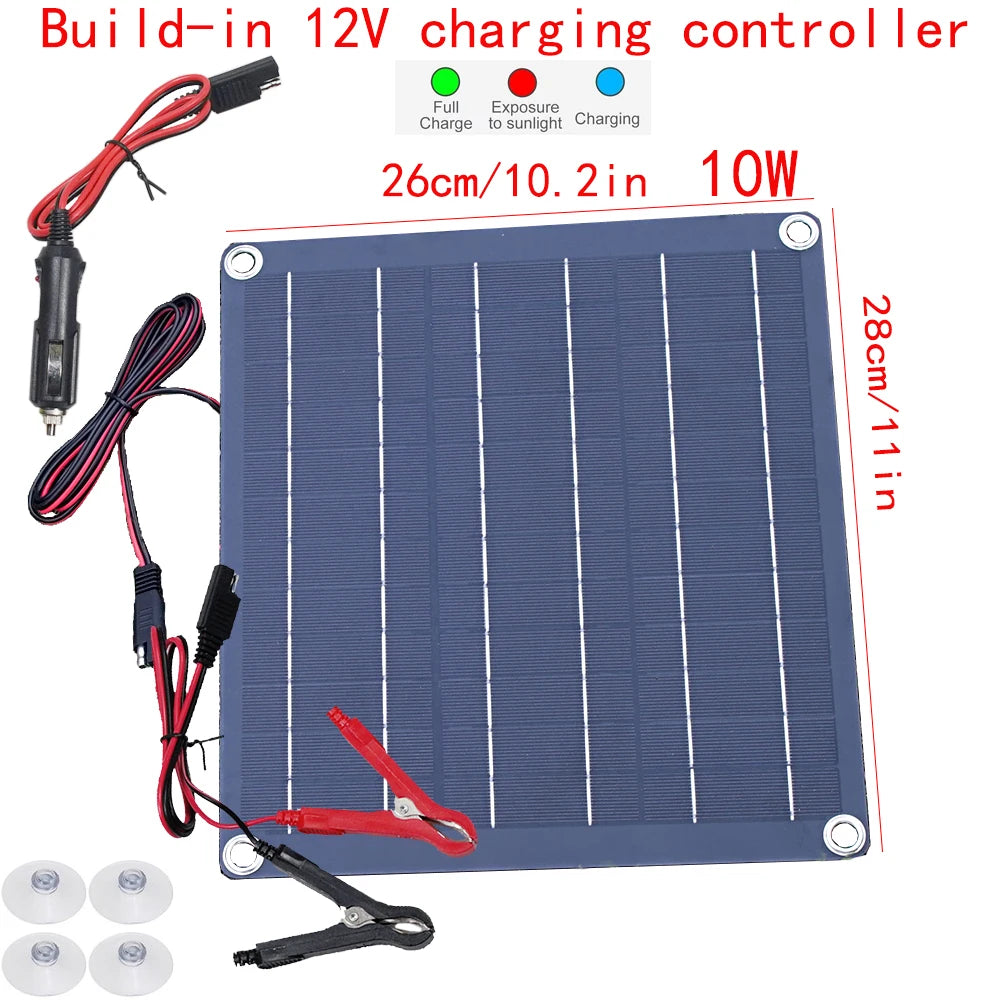 Solar Car Battery Charger Maintainer 12V Waterproof Portable Solar Trickle Charger for Car Truck Boat Lawn Mower RV