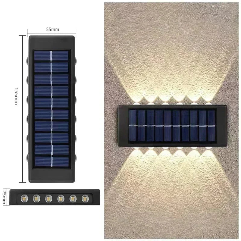 Solar Wall Lamp Outdoor Waterproof Solar Lights Up And Down Convex lens Lighting For Garden Street Landscape Balcony Outdoor Dec