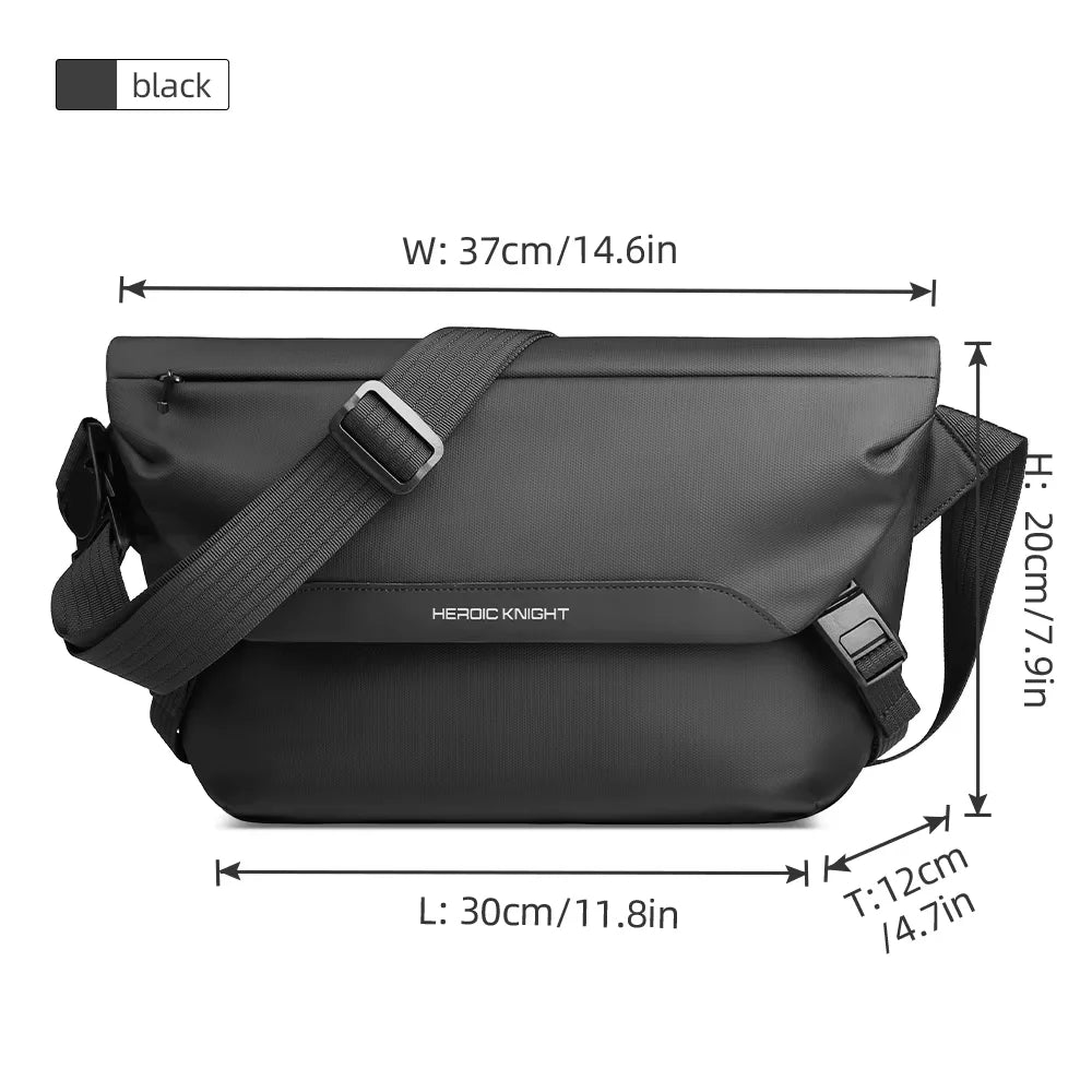 HK Minimalist Crossbody Bag for Men Waterproof Shoulder Messenger Bag Lightweight Sling Pack Casual Travel Chest Bag Shool Bag