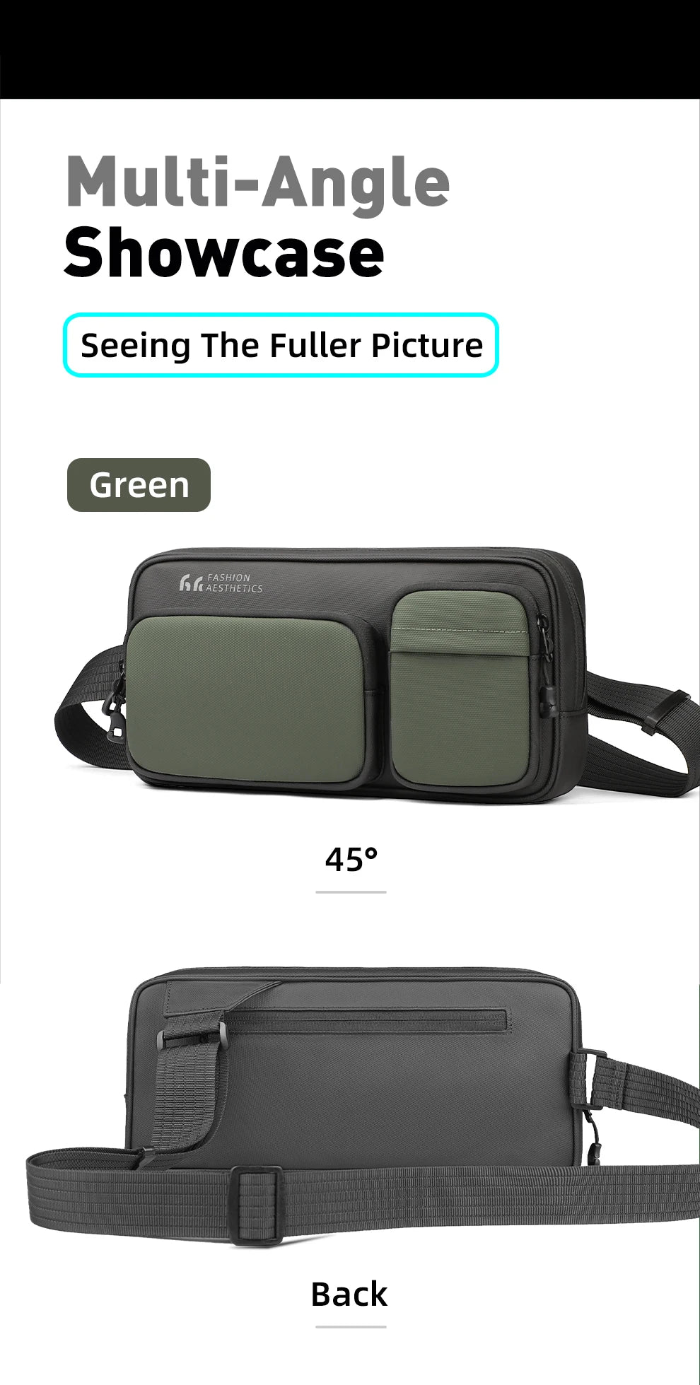 HK Lightweight Crossbody Bag For Men Waterproof Shoulder Messenger Bag Compatible With Handheld Game Console Travel Chest Pouch
