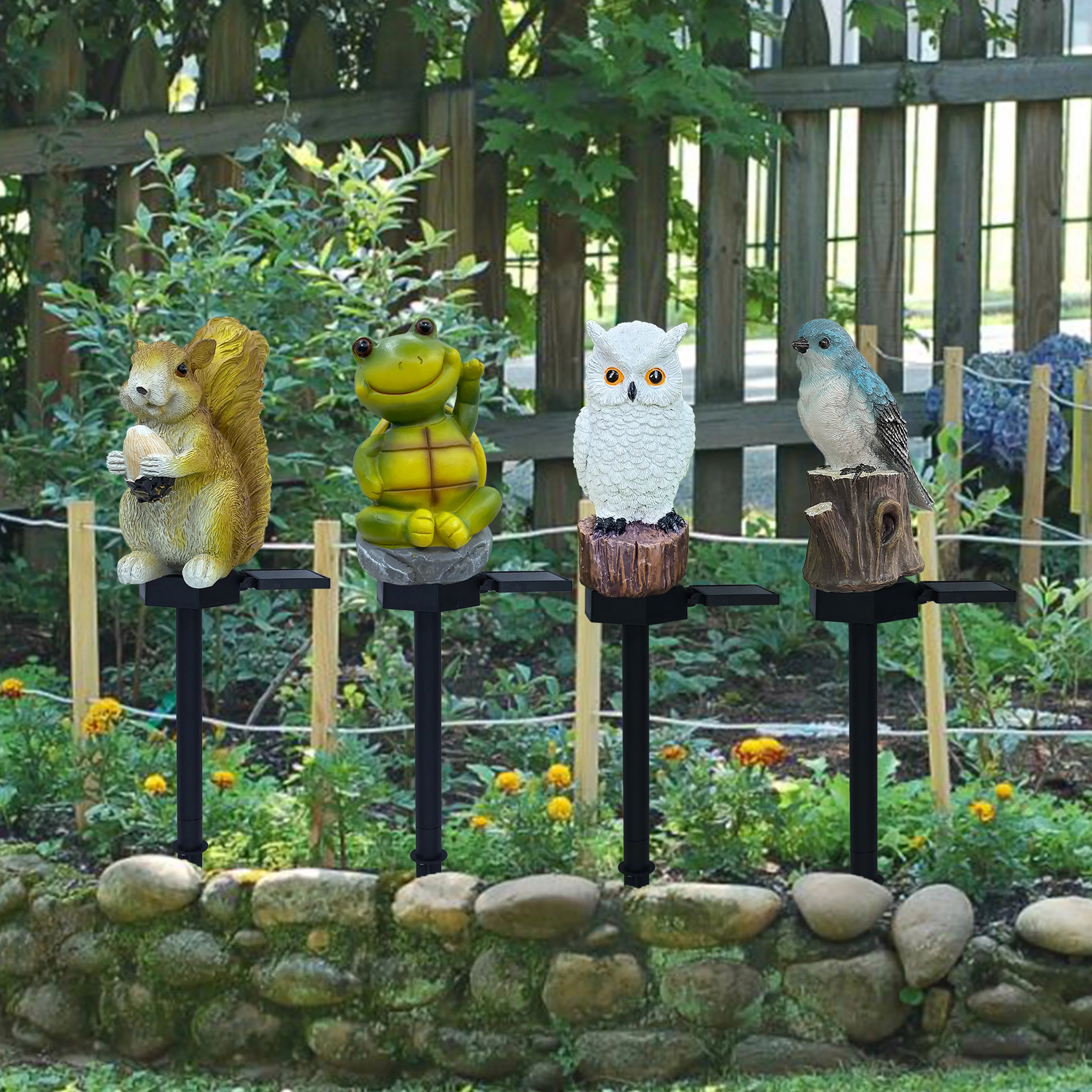 Solar Decorative Garden Light, Waterproof Cute Animal Outdoor Figurine Lights Ornament Statue Decor for Pathway, Patio, Lawn