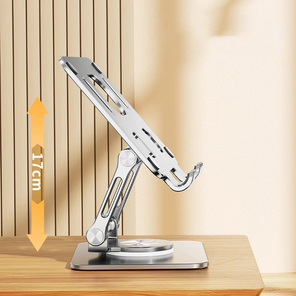 Foldable Mobile Phone Holder 360 Degree Rotating Hollowed Tablet Riser Anti Slip Tablet Holder Height Adjustable for 4.7-12 Inch
