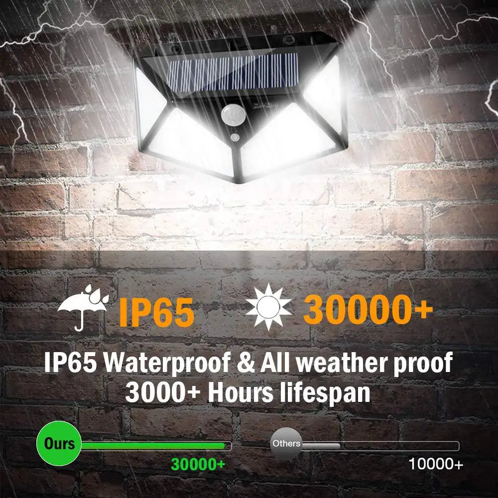 Solar Lights Outdoor 458 LED Solar Wall Lamp Waterproof Wireless Motion Sensor Security 3 Modes Garden Fence Yard Deck Garage
