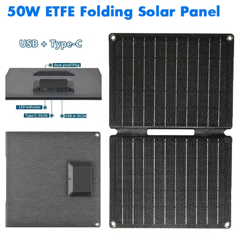 80W Folding Solar Panel IP65 Waterproof Portable Solar Panel Charger Solar Cell for Cell Phone Laptop Backpacking Camping Hiking