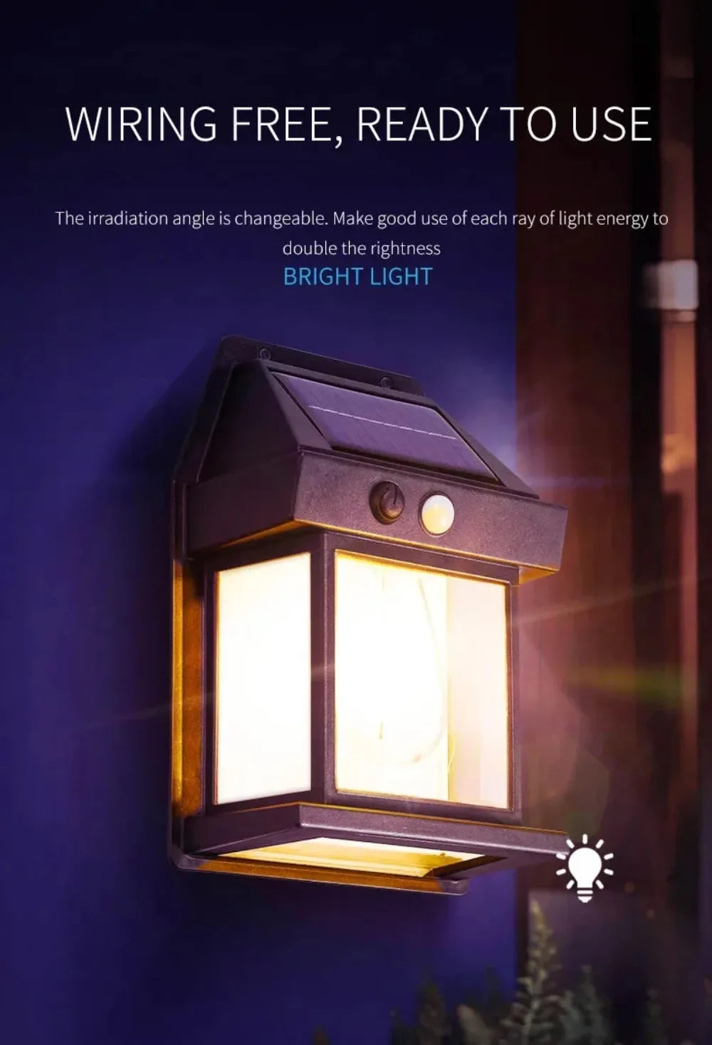 Powerful Solar Wall Light Outdoor Waterproof LED Lamp House Garden Fence Decoration Light Sensor Solar Energy Wall Lantern LED