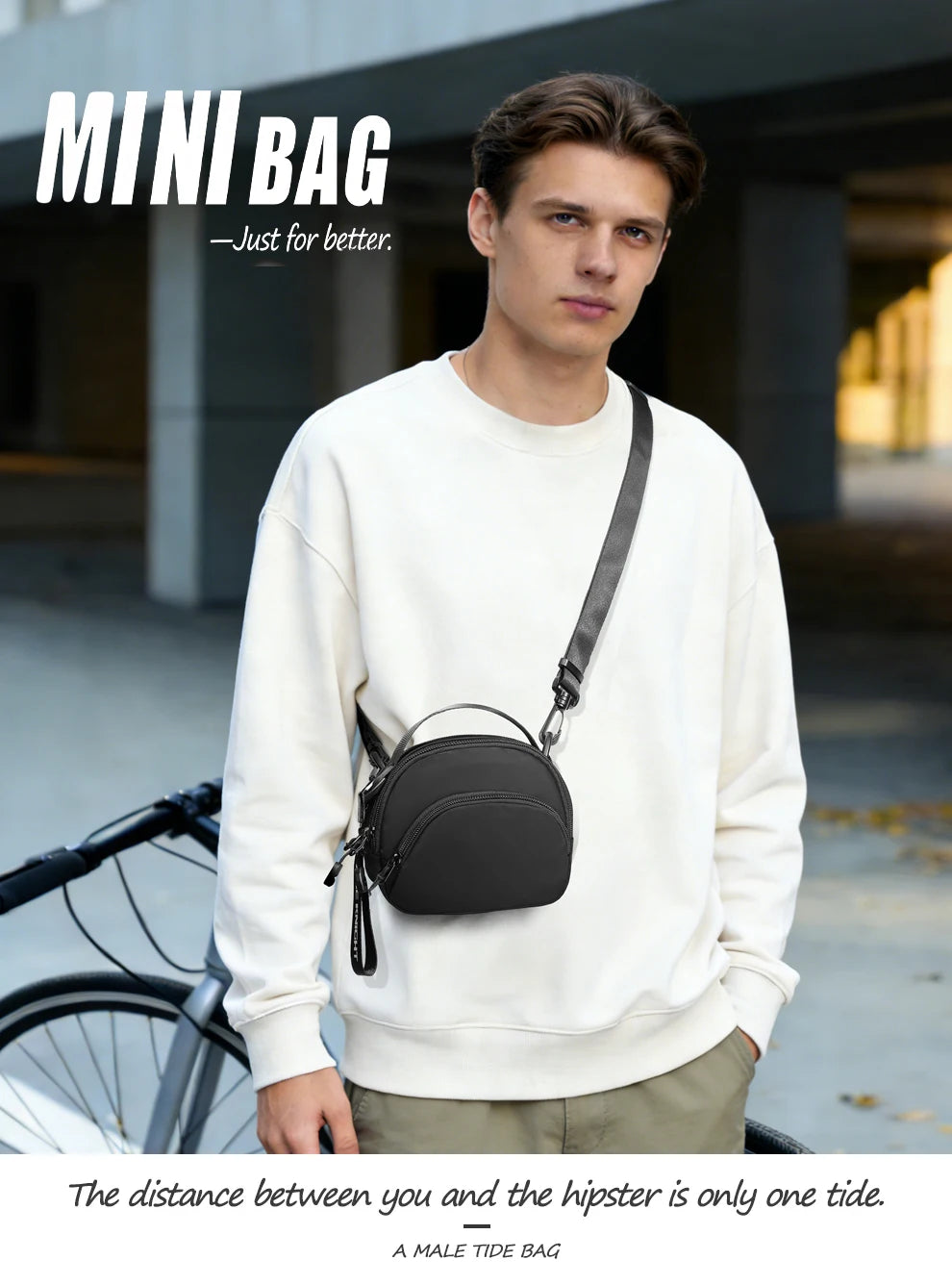 HK Lightweight Crossbody Bags for Men Waterproof Shoulder Chest Bag Casual Daily Messenger Bag Small Phone Pouch Wallet Handbag