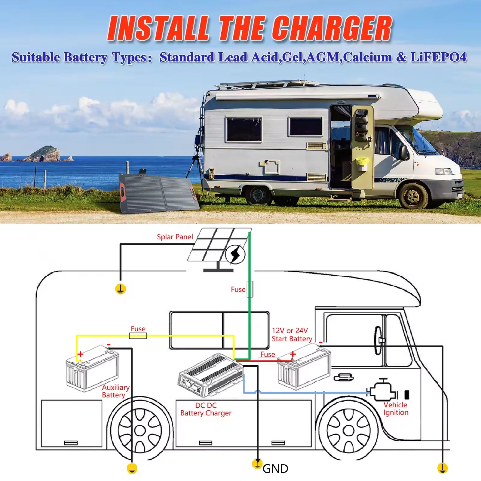 DC to DC Charger 12V 24V Vehicle 25A 40A Caravan Campervan Trailer Camper Van RV Battery Solar Charger