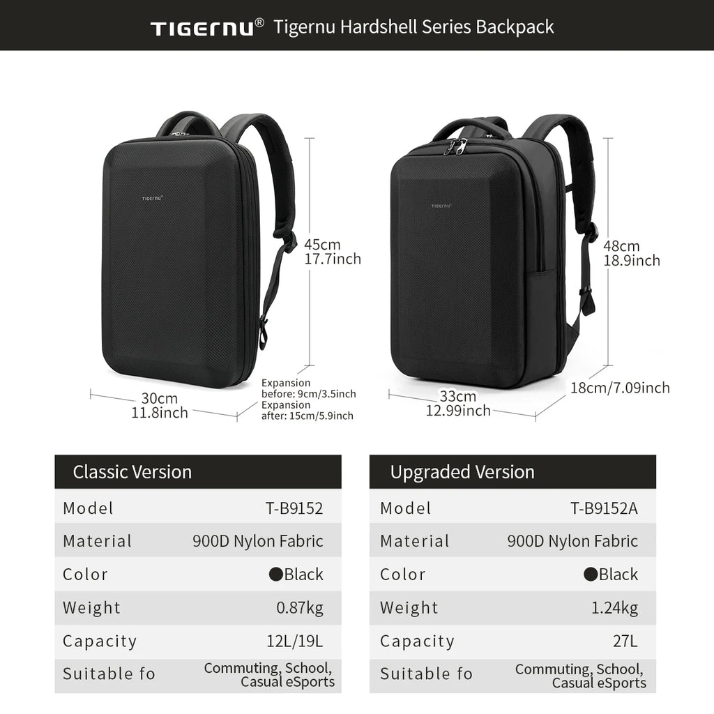 Tigernu Business Backpack For Men Laptop Backpack Hard Shell Bags Male Travel Backpack Bag Expandable Bag Thin Backpack Knapsack