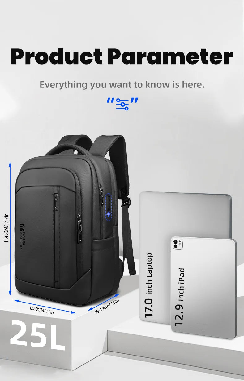 HK New Design Travel Backpack Men Large Business Backpack for Work Commute Oxford Waterproof Backpacks 17" Laptop Bags with USB