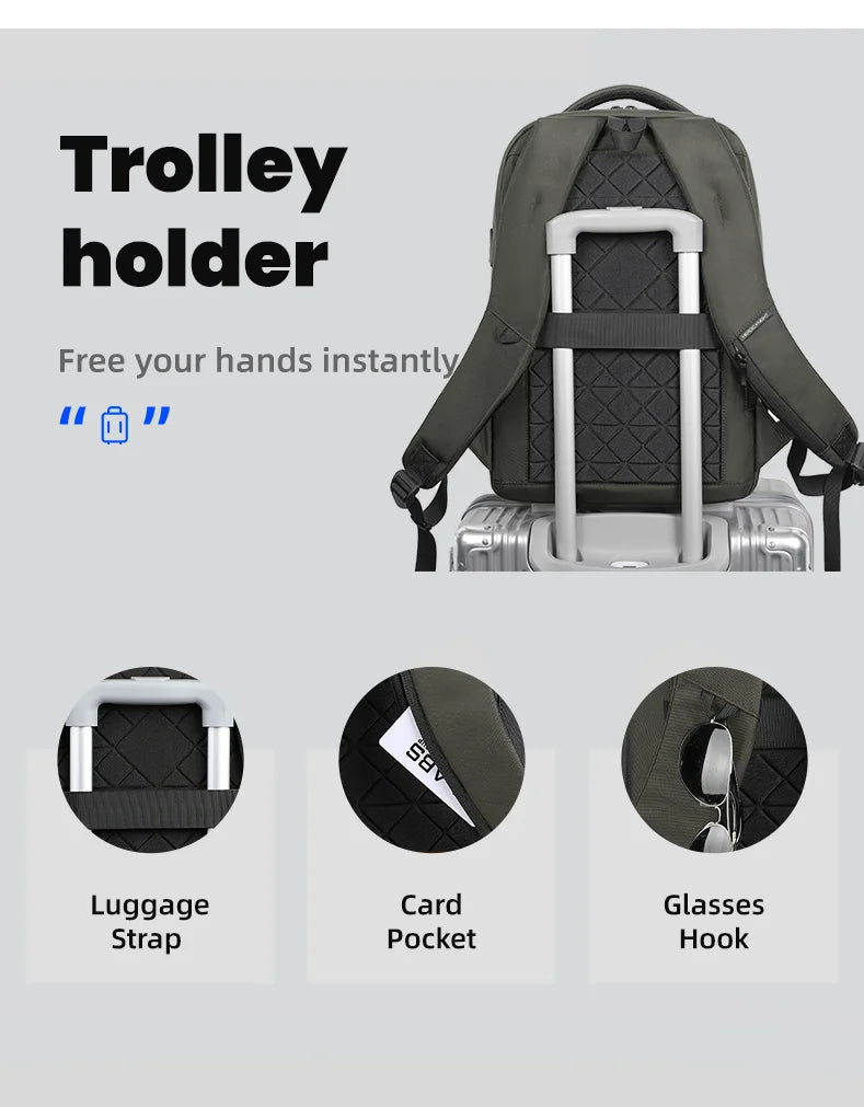 HK Smart Business Backpack Male Waterproof Travel Carry on Backpack Large Capacity 17 inch Laptop Backpack for Men Daily Daypack