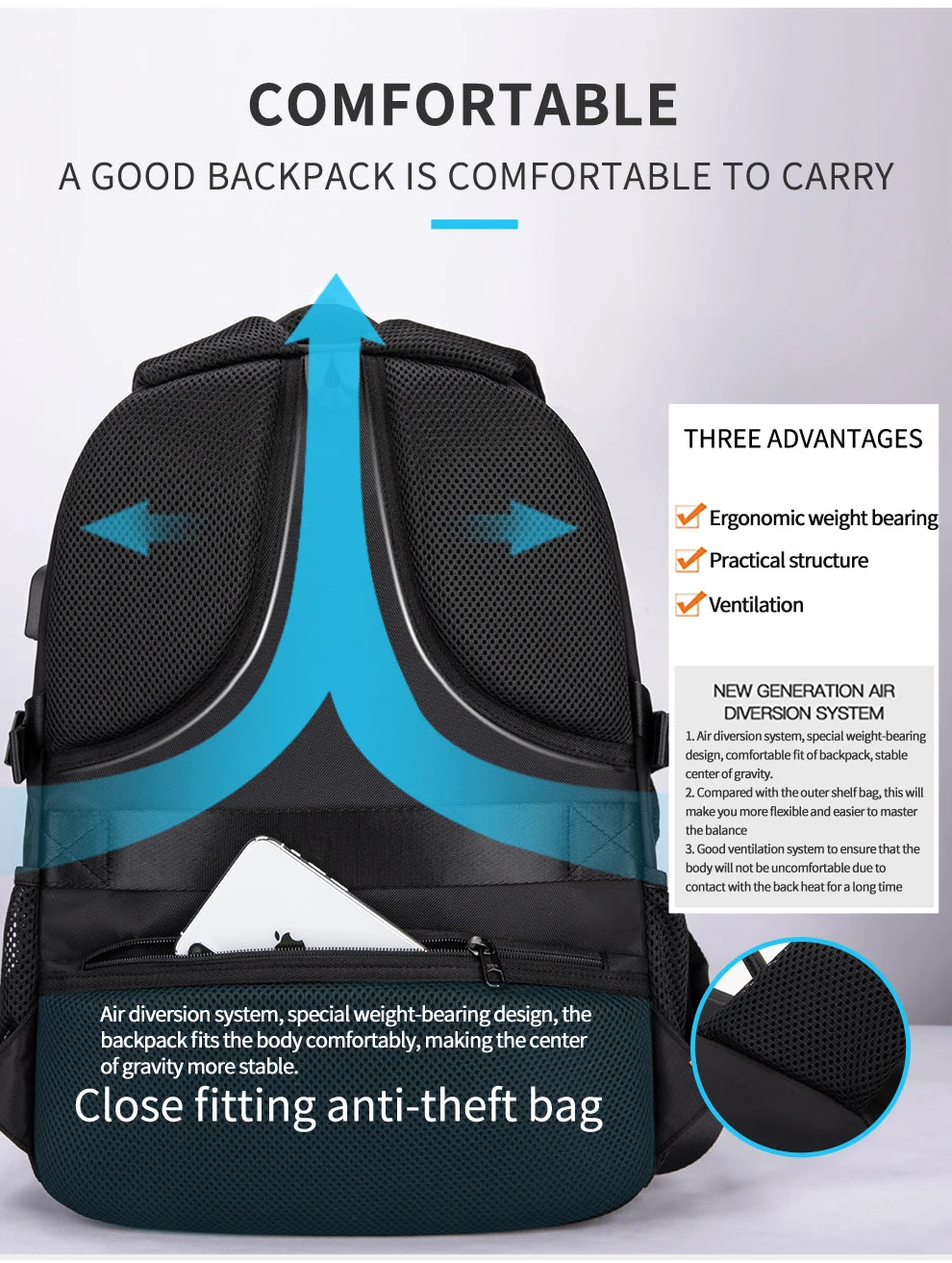 HK Casual 15.6 inch Laptop Backpack Men Large Capacity School Bags Business Travel Backpack Student Sports Backpack YKK Zippers